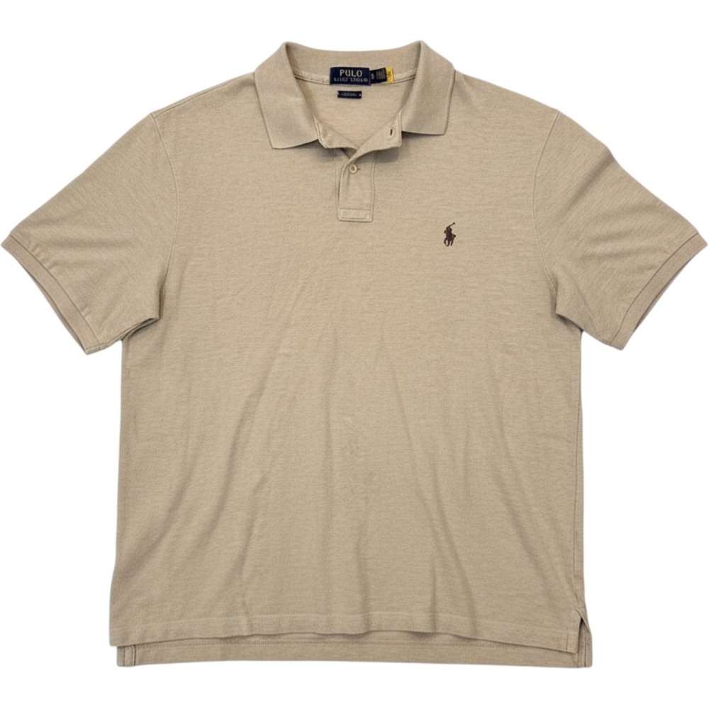 Polo Ralph Lauren Polo Shirt Mens XL Tan Good Classic Fit Short Sleeve Pique